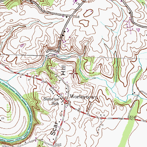 Topographic Map of Scar Hill, PA