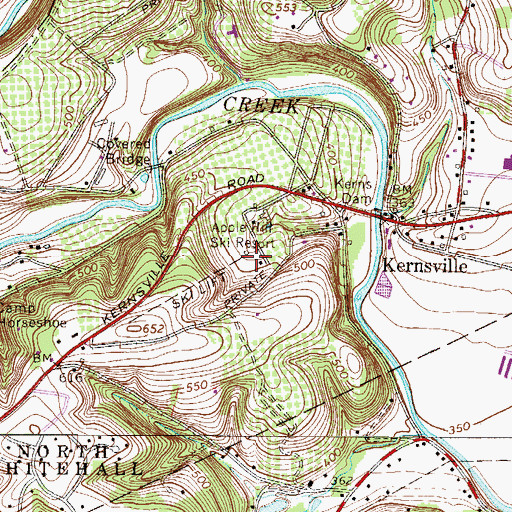 Topographic Map of Apple Hill Ski Resort, PA