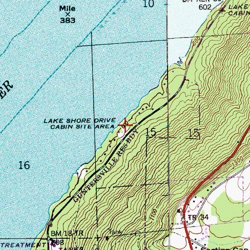 Topographic Map of Lake Shore Drive Cabin Site Area, AL