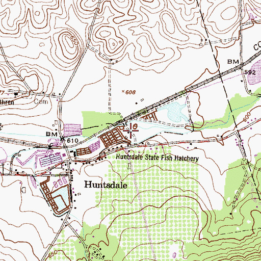 Topographic Map of Huntsdale State Fish Hatchery, PA