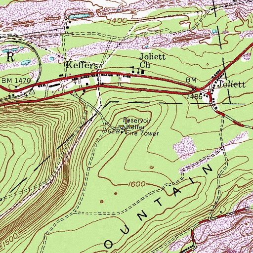 Topographic Map of Keffer Fire Tower, PA