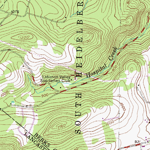 Topographic Map of Lebanon Valley Sportsman Club, PA