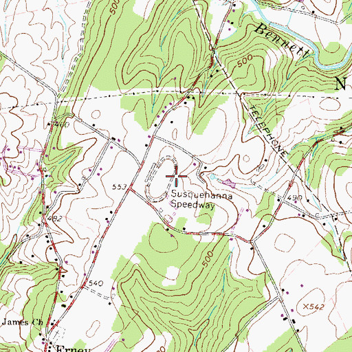 Topographic Map of Susquehanna Speedway, PA