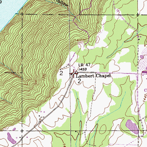 Topographic Map of Lambert Chapel, AL