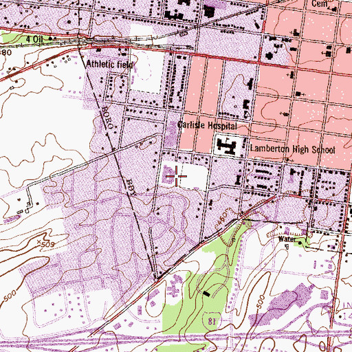 Topographic Map of Mooreland Elementary School, PA