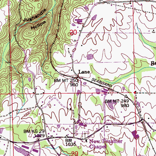 Topographic Map of Lane, AL