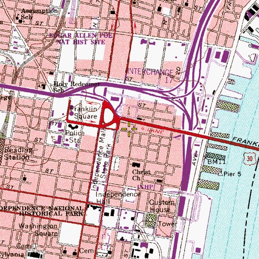 Topographic Map of Copter PNB Philadelphia Airport (historical), PA