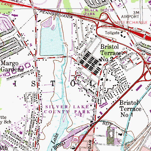 Topographic Map of Copter-PNB-Bristol Heliport, PA
