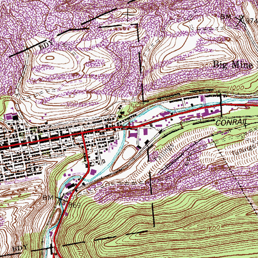Topographic Map of Ashland State General Hospital Heliport, PA