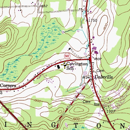 Topographic Map of Covington Elementary School, PA