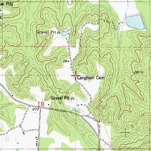 Topographic Map of Langham Cemetery, AL