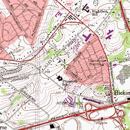 Topographic Map of Plymouth Elementary School, PA
