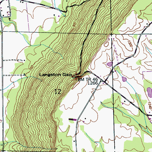 Topographic Map of Langston Gap, AL