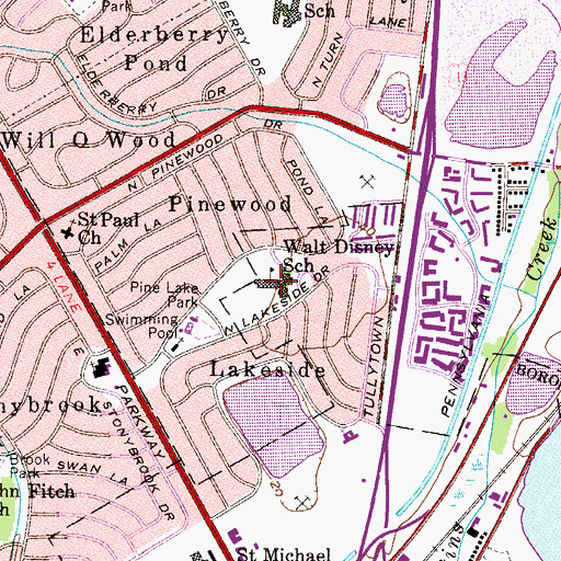 Topographic Map of Walt Disney Elementary School, PA