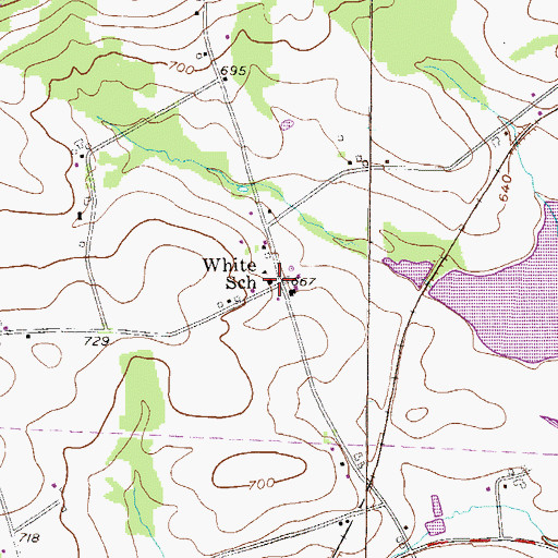 Topographic Map of White School, PA