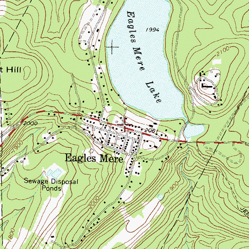 Topographic Map of Eagles Mere, PA