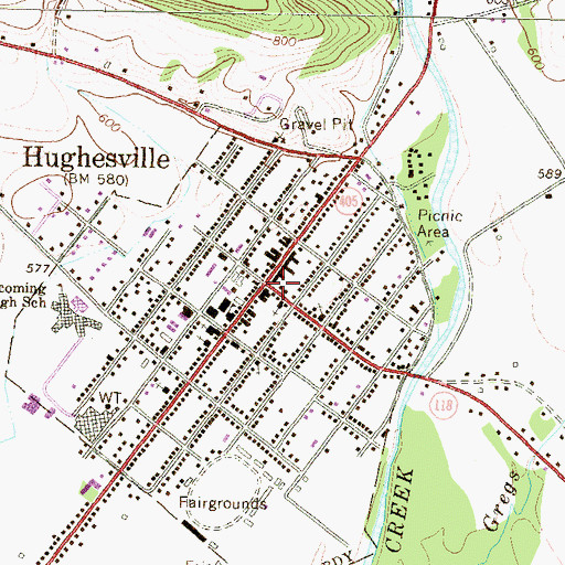 Topographic Map of Hughesville, PA