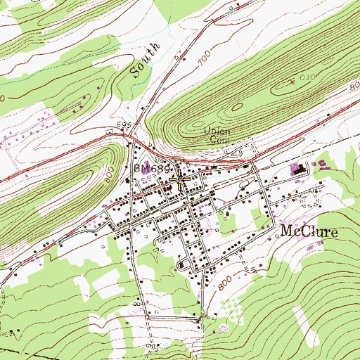 Topographic Map of McClure, PA