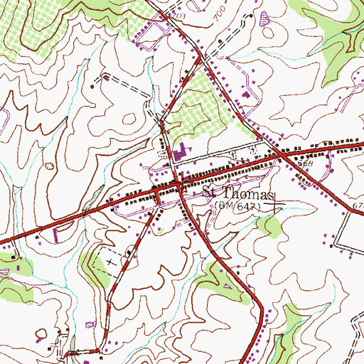 Topographic Map of Saint Thomas, PA
