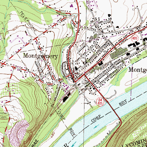 Topographic Map of Montgomery, PA