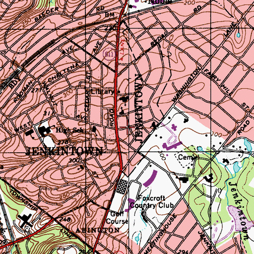 Topographic Map of Jenkintown, PA