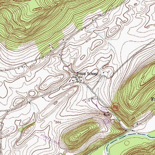 Topographic Map of Union School, PA
