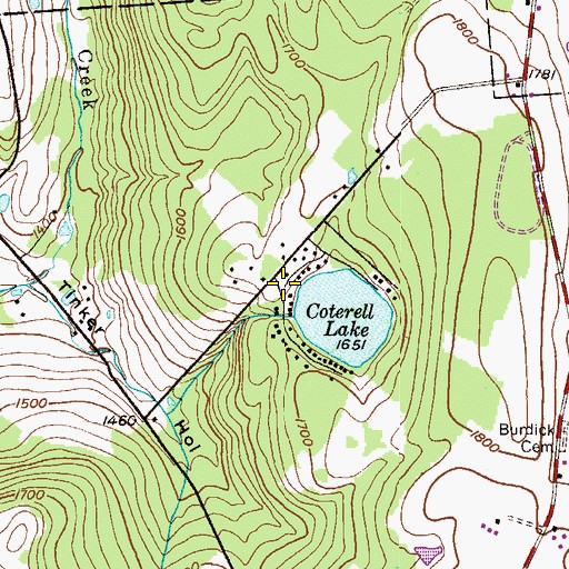 Topographic Map of Coterell Lake Dam, PA