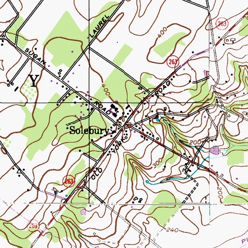 Topographic Map of Solebury Post Office (historical), PA
