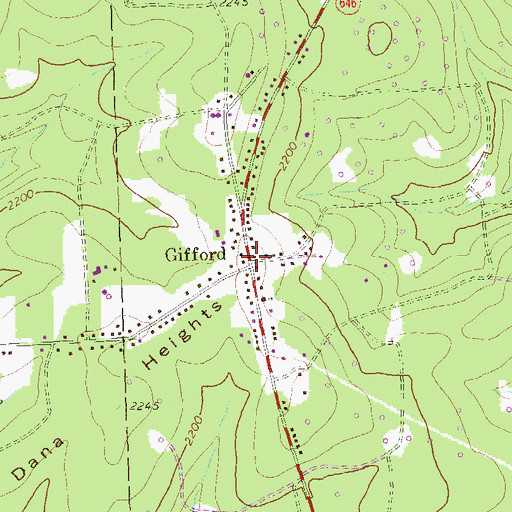 Topographic Map of Davis Gifford Post Office (historical), PA