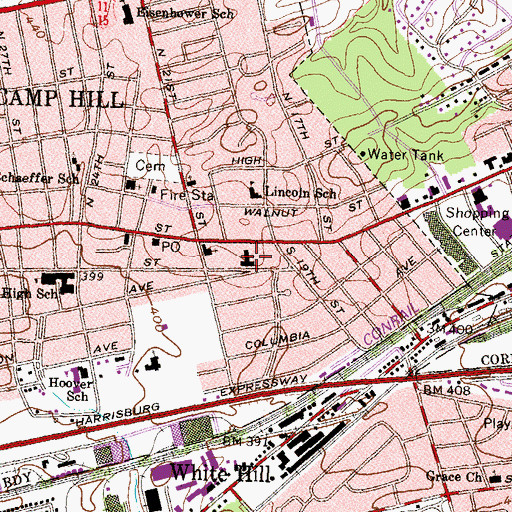 Topographic Map of Trinity Lutheran Church, PA