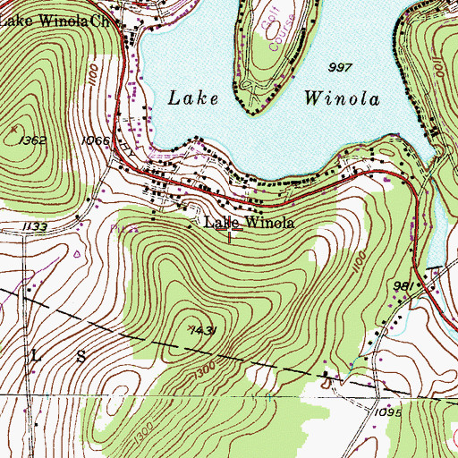 Topographic Map of Lake Winola, PA