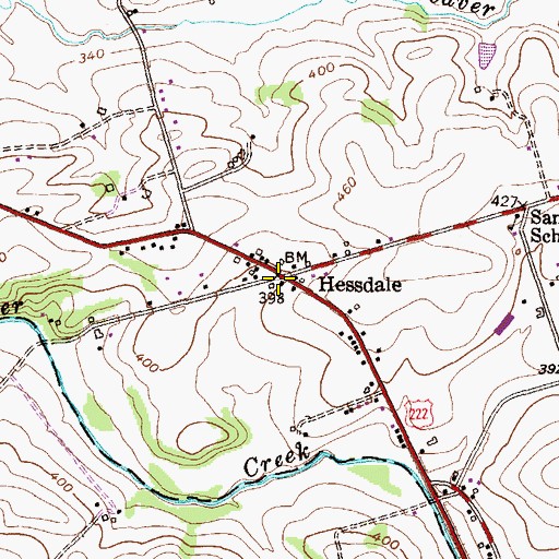 Topographic Map of Hessdale Post Office (historical), PA