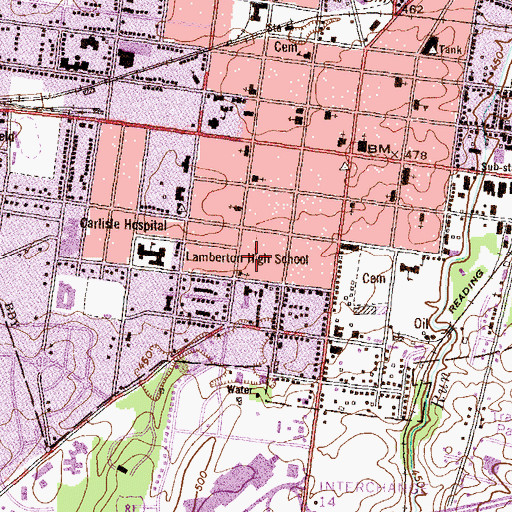 Topographic Map of Carlisle YMCA, PA