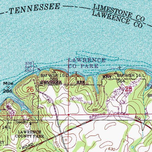 Topographic Map of Lawrence County Park, AL
