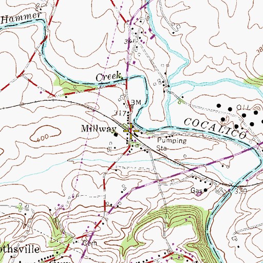 Topographic Map of Millway Post Office (historical), PA