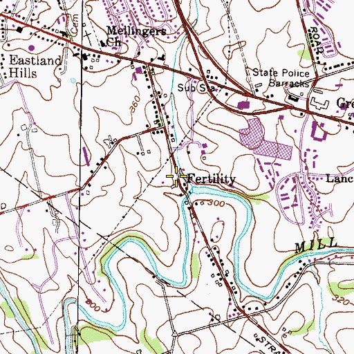 Topographic Map of Fertility Post Office (historical), PA