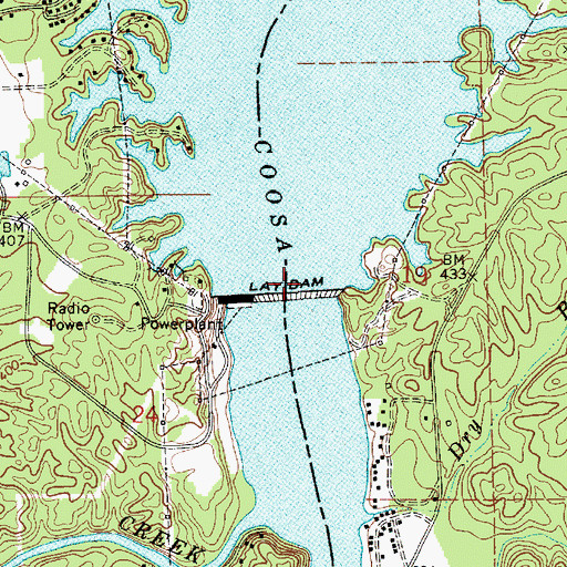Topographic Map of Lay Dam, AL