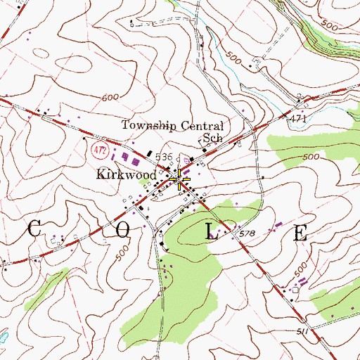 Topographic Map of Kirkwood Post Office (historical), PA