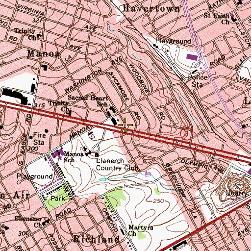 Topographic Map of Haverford Post Office (historical), PA