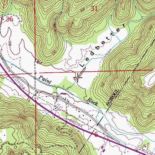 Topographic Map of Ledbetter Hollow, AL