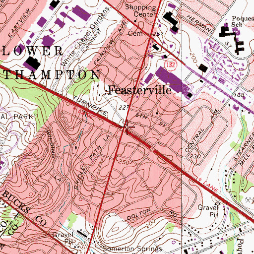 Topographic Map of Feasterville Post Office (historical), PA