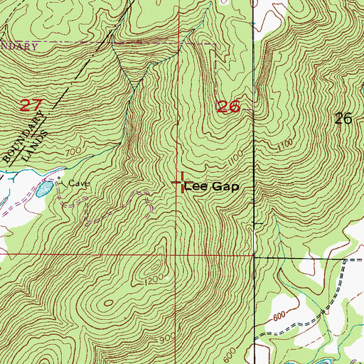 Topographic Map of Lee Gap, AL