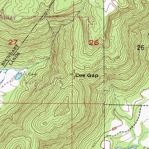 Topographic Map of Lee Gap, AL