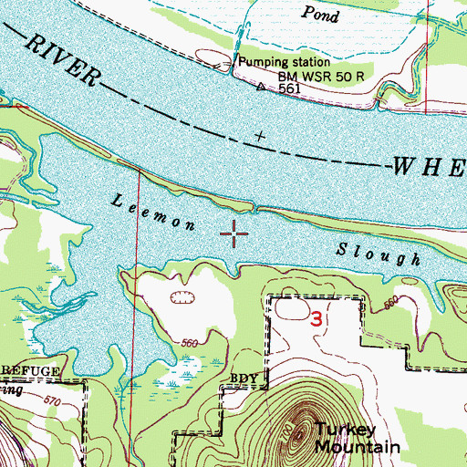 Topographic Map of Leemon Slough, AL