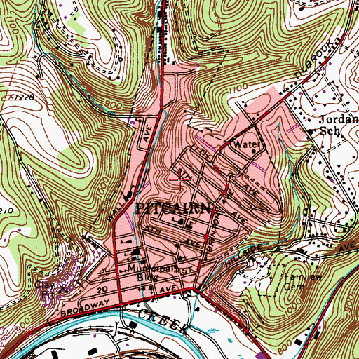 Topographic Map of Borough of Pitcairn, PA