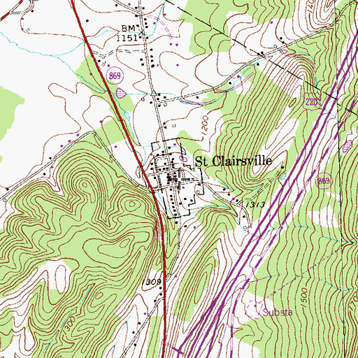 Topographic Map of Borough of Saint Clairsville, PA