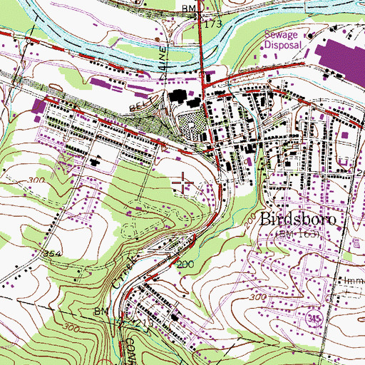 Topographic Map of Borough of Birdsboro, PA
