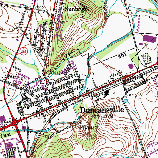 Topographic Map of Borough of Duncansville, PA