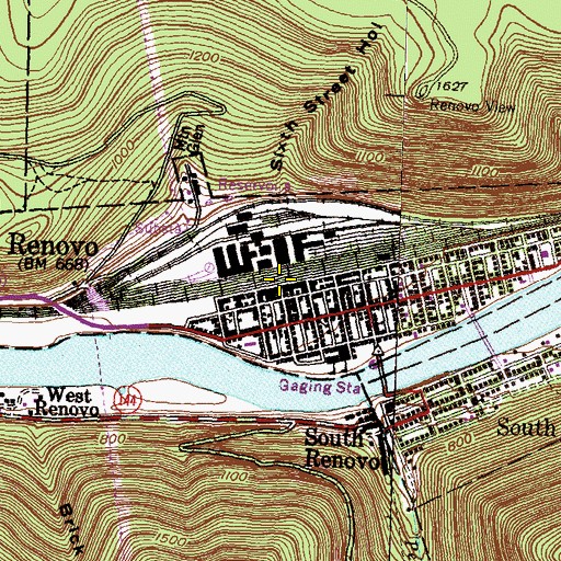 Topographic Map of Borough of Renovo, PA