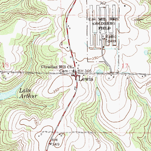 Topographic Map of Lewis, AL